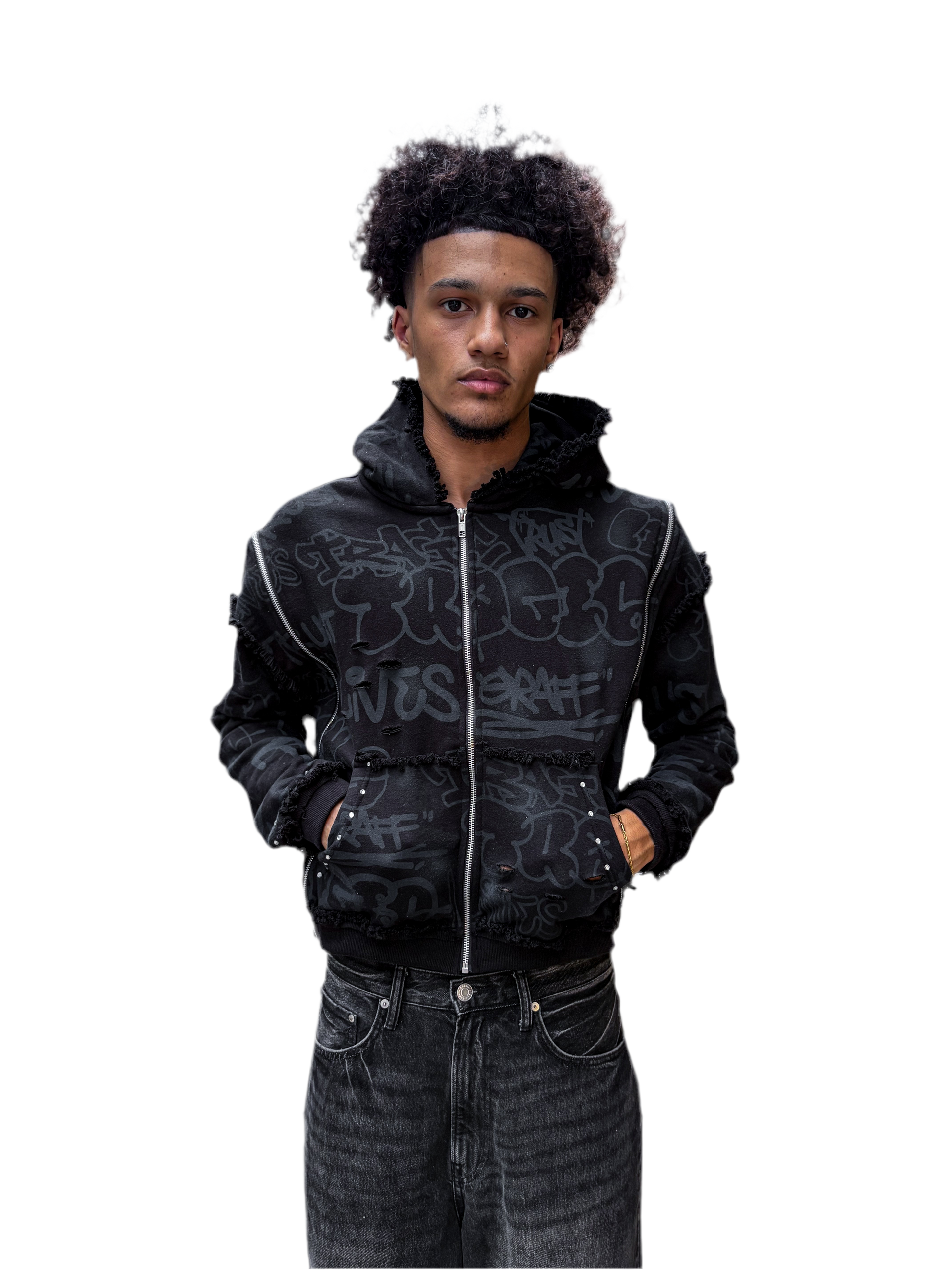 BLACK INTERCHANGEABLE ZIP-UP